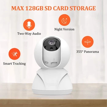 Belaidžio 1080P full HD PTZ IP Kamera, infraraudonųjų SPINDULIŲ Naktinio Matymo Namų Patalpų apsaugos signalizacijos WiFi Kamera, vaizdo įrašymas anti-vagis zondas