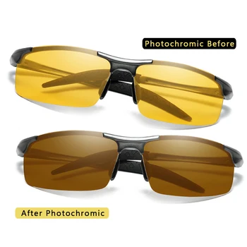 Benci Aliuminio Magnio Photochromic Akiniai nuo saulės, Poliarizuoti Naktinio Matymo Akiniai Vyrų Oculos Vairuotojo Geltona Vairavimo Akinius gafas