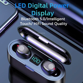 Bluetooth V5.0 Ausinės Stereo Muzikos, Sporto TWS Belaidės Ausinės Su 2000mAh Galia Banko Ausines Paramos iOS/Android Telefonai