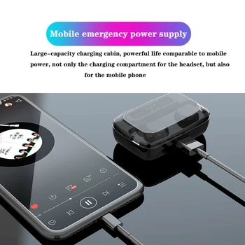 Bluetooth V5.0 Ausinės TWS Belaidžių Ausinių Touch Kontrolės Skaitmeninis LED Ekranas, Stereo Sporto Belaidžių Ausinių 3300mAh telefono