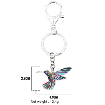 Bonsny Pareiškimą Emalio Lydinio Gėlių Hummingbird Paukščių Key Chain 