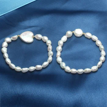 Cauuev Originali Natūralių Gėlavandenių Perlų Apyrankės moterims, 12-13mm Širdies formos perlas Didelis Mygtukas Baroko Perlų Papuošalai 2019