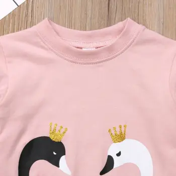 Citgeett Swan Kūdikių Mergaitės, Apranga, Viršuje Rožinės spalvos marškinėliai+Kelnės Dryžuotas Nustatyti Bamblys Rudens Drabužiai Tracksuit Rinkinys