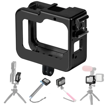 CNC Apsaugos Atveju dėl GoPro Hero 8 Juodo Aliuminio Rėmas Narve Prijungti Karšto Bato + UV Objektyvas, Filtras, Go Pro 8 Kameros Priedai