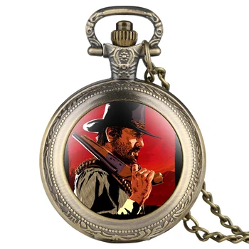 Cool Mados Red Dead Temą Kvarco Kišeninio Laikrodžio Vyrai Moterys Karoliai Pakabukas Grandinės Laikrodžiai Steampunk Laikrodis Dovana Reloj De Bolsillo