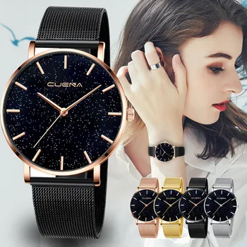 CUENA Laikrodžiai moterims, madingų laikrodžių 2019 prabangos prekės Kvarco Žiūrėti lady Akių Nerūdijančio Plieno Moteriški Laikrodžiai Relogio Feminino Laikrodis