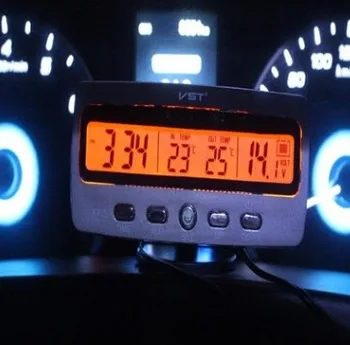 DC 12V-24V Skaitmeninis Auto Automobilio Termometras + Automobilis Voltmeter voltmetras Testeris Monitorius su Skaitmenine Automobilių LCD Laikrodis Įšaldyti Įspėjimo