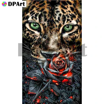 Diamond Tapybos kvadratiniu/Apvalus Gręžimo Leopard Rose 5D Daimond Siuvinėjimas, Tapyba Kryželiu Rinkinys Mozaikos kalnų krištolas M1722