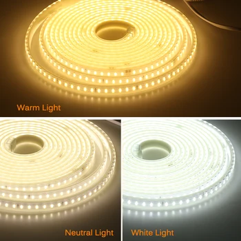 Didelio Ryškumo 220V 120leds/m LED Juostelės Minkštas Apšvietimas Ne Apakinti Lanksti LED Šviesos Saugos Vandeniui Lauko Naudoti LED Juostos
