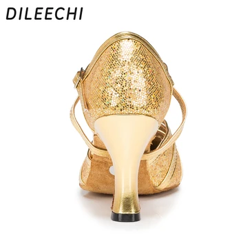 DILEECHI Aukso moterų lotynų šokių batelius aukštos obcasie 8cm Aikštėje šokių bateliai sportinių šokių bateliai
