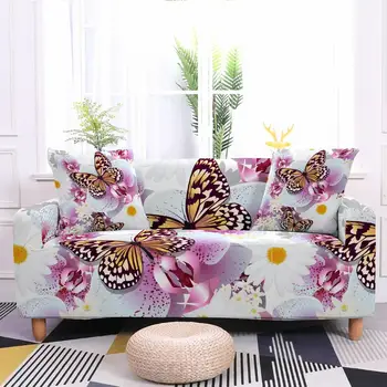 Drugelis Gėlių Pattern Spausdinti Elastinga Sofa Dangtelis, Gyvenamasis Kambarys Sofos, Sofos apsauginis Dangtis Namuose Vieną Dvigubo Slipcover