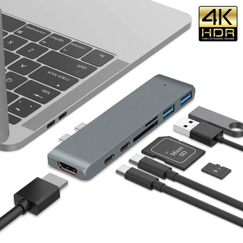 Dual Prievadai USB Tipo C Hub su HDMI 