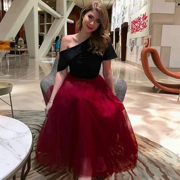 Eightree Vieną Petį Juoda Raudona Trumpą vakarinę suknelę 2020 Oficialų Suknelė, šaliai, Skraistės soiree abendkleid Prom vakarinę Suknelę