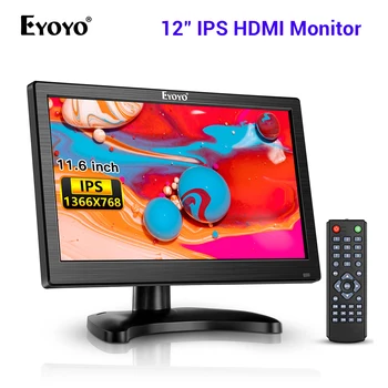 Eyoyo EM12O 12 Colių Ekranas 1366x768 IPS Ekranas, CCTV Saugumo Ekranas Mažas KOMPIUTERIO Ekrane, Aviečių Pi Monitorius su HDMI VGA AV BNC