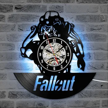 Fallout Žaidimo CD Įrašyti Laikrodis Juodos spalvos, Tuščiavidurė LED Vinilo Įrašas Sieninis Laikrodis Kūrybos Antikvariniai Kabo Sieninis Laikrodis Dekoratyvinis GiftsClock