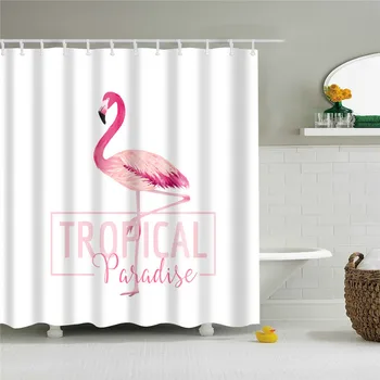 Flamingo Dušo Užuolaidos Tropinių Augalų Lapų, Žiedų Juokingi Gyvūnai, Paukščių Modelio Spausdinimo Europos Stiliaus Vonios Kambarys Kabo Dekoro Rinkinys