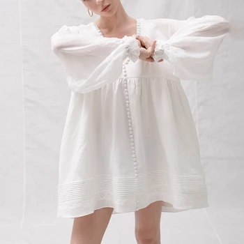 GALCAUR Kratinys Tinklelio Suknelė Moterims V Kaklo Žibintų ilgomis Rankovėmis Didelio Dydžio Ruched Mini Vasaros Suknelės Moterų 2020 M. Elegantiškus Drabužius