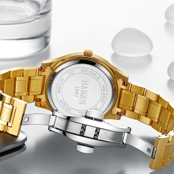 HAIQIN vyriški Laikrodžiai NAUJAS Prekės ženklas Verslo Kvarco Diamond Prabanga Aukso Žiūrėti Vyrus Karinių Vandeniui Sporto Laikrodis Relogio Masculino