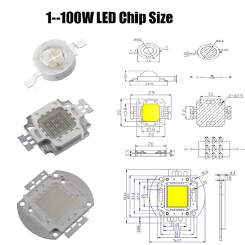 High Power LED Chip 1W 3W 5W 10W 20W 30W 50W 100W Žalia 520Nm 1 3 5 10 20 30 50 100W Vatų Už SMD 