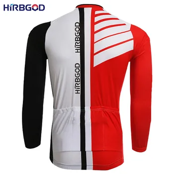 HIRBGOD vyriški ilgomis rankovėmis dviračių tinka raudona juoda balta dryžuotas maillot džersis + kelnės mtb dh dėvėti dviračių nustatyti,NM495