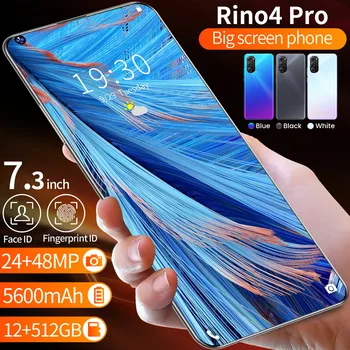 Išmanusis telefonas Pasaulinė Versija Rino4 Pro 7.3 Colių Vandens Lašai, mobilusis telefonas, Ekranas Snapdragon 855 Android 10.0 Mobiliuosius Telefonus, 5600 mAh NFC