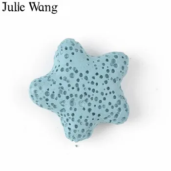 Julie Wang 20PCS Penkerių-Pažymėjo Žvaigždutė Pentagram Natūralūs Lavos Uolos Akmens Karoliukai Už eterinis Aliejus Difuzoriaus Papuošalai Priėmimo Priedų