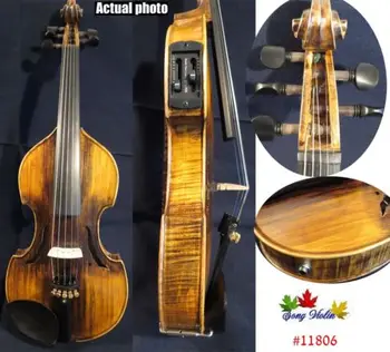Juodos spalvos 5 stygos 4/4 elektrinis smuikas +Akustinis smuikas #8640