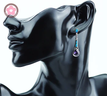 JZE0038 Unikalaus Dizaino, Spalvingas Opal Gem & AAA Kristalų Auskarai Moterims Aukščiausios Kokybės Fine Jewelry Romantiško Stiliaus Papuošalai