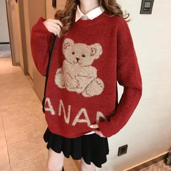 Kalėdinis Megztinis Meškiukas Džemperis Moterims Japonijos Mados Moterų 2020 