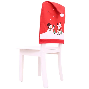 Kalėdų Kėdžių dangose Sniego ir Kalėdų Senelio Atspausdintas Kalėdų Skrybėlę Kėdės Nugaros Apima Atostogų Kerststoel rughoezen RT99