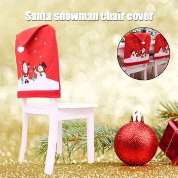 Kalėdų Kėdžių dangose Sniego ir Kalėdų Senelio Atspausdintas Kalėdų Skrybėlę Kėdės Nugaros Apima Atostogų Kerststoel rughoezen RT99