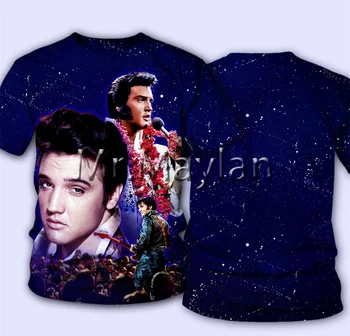 Karalius Elvis Presley 3D Atspausdinta Tee marškinėliai Vyrams/moterims Roko Streetwear Marškinėlius Žmogus Modis Drabužius poleras hombre Hiphop Viršūnes WQ99