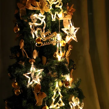 Karšto 8 LED Lemputė Karoliukai Sniego Kampas Kalėdų Eglučių Žiburiai Star Light siurbtukas Šviesos Cupule Briedžių Varpų Sode Dekoras
