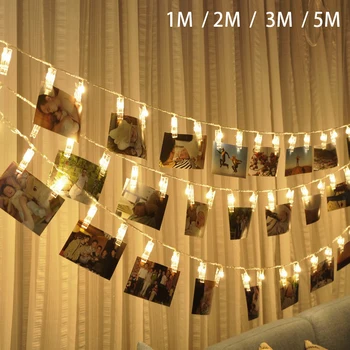 LED Kortelės Foto Įrašą Led String Pasakų Žibintai su baterijomis, led Kalėdų šviesos Girliandomis Vestuvių Valentino sienų Apdaila