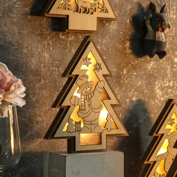 LED Medinių Kalėdų Eglutė su Šviesos, Sniego Namus Šalis Puošimas Ornamentais, Namų Dekoracijas, Atostogų Dovanų Stalo Amatų xx122