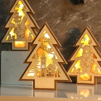 LED Medinių Kalėdų Eglutė su Šviesos, Sniego Namus Šalis Puošimas Ornamentais, Namų Dekoracijas, Atostogų Dovanų Stalo Amatų xx122