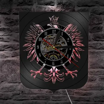 Lenkijos herbas Polska Sieninis Laikrodis Tėvynės lenkijos Erelis Lenkijos herbas lenkijos Falcon Derliaus Vinilo Įrašas Sieninis Laikrodis