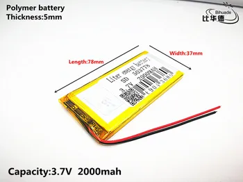 Litro energijos baterija Gera Qulity 3.7 V,2000mAH,503778 Polimeras ličio jonų / Li-ion baterija ŽAISLŲ,CENTRINIS BANKAS,GPS,mp3,mp4
