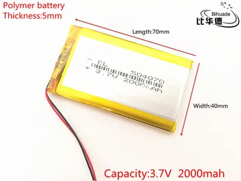 Litro energijos baterijos 10vnt/daug Polimero 2000mah 3.7 V 504070 smart home Li-ion baterija dvr GPS mp3 mp4