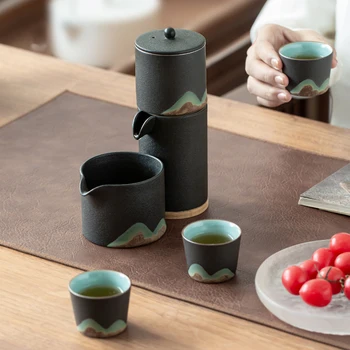LUWU kalnų dizaino, keramikos arbatinukas su 3 puodeliai pusiau automatinė arbatos rinkinys nešiojamų kelionių arbatos rinkiniai drinkware