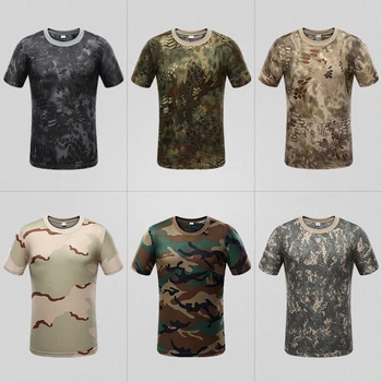 M-3XL Vyrų Camo Kovoti su Tactical Marškiniai, Karinės Armijos Marškinėliai trumpomis Rankovėmis Quick Dry T-Shirt Kamufliažas Lauko Medžioklės Marškinėliai