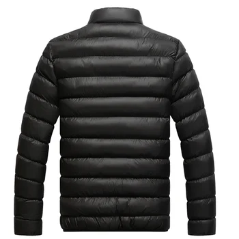 Mados Vyrų Žiemą Stovėti Apykaklės, Vientisos Spalvos Medvilnės Paminkštintas Šiltas Puffer Jacket