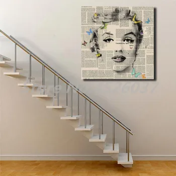 Marilyn Monroe Senų Laikraščių Drugeliai Sienos Menas Drobė Plakatus Spausdina Tapybos Sienos Nuotraukas Šiuolaikinio Gyvenimo Kambario, Namų Dekoro