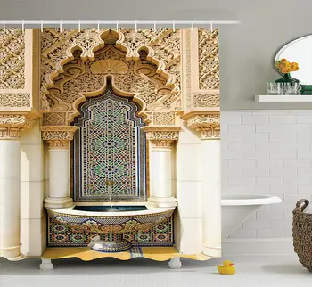 Maroko Dekoro Dušo Užuolaidos Senovinių Pastatų Projektavimas Poliesterio Audinio Vonios kambarys Dušo Užuolaidų Komplektas su Kabliukais