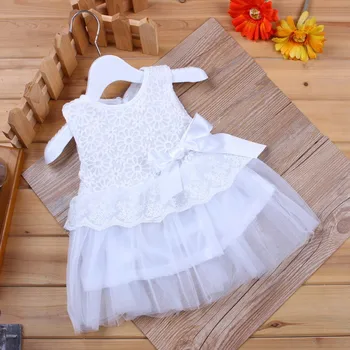 Mažmeninės! Naujas 2019 balta spalva firminių baby girl dress pilnas embroidary gėlės kūdikio šalis suknelė babywear nemokamas pristatymas