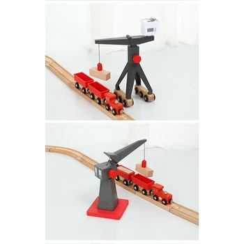 Mediniai Kranai, Žaislai, Mediniai Traukinio Vėžės Geležinkelio Priedai Perkelti Kranai Modelio Švietimo Lizdas 