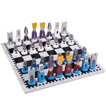 Mediniai Šachmatai Vaikų Dovanos Animacinių filmų Modeliavimo Šachmatų Žaislai