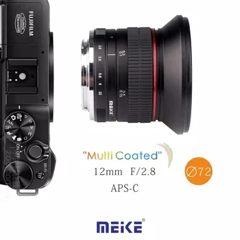 MEKE 12mm f/2.8 Ultra Plataus Kampo Fiksuotas Objektyvas su Keičiamajame Gaubtas, skirtas Fujifilm Veidrodžio Fotoaparatas su APS-C