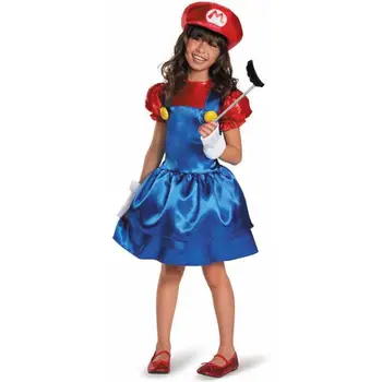 Merginos Praleisti Mario Fancy Dress Cosplay Kostiumai, Childs Fantasia Playset Super Mario Žaidimas Helovinas Teminius Karnavalas Šalis Dress aukštyn