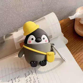 Mielas Animacinių filmų penguin 3D atveju airpods 1 2 baterijos dėžutė minkštas silikoninis Belaidžio 